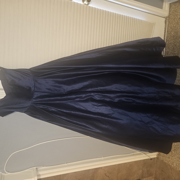 Sherri Hill Silver Blue Ruched Strapless Prom Gown - Picture 7 of 8